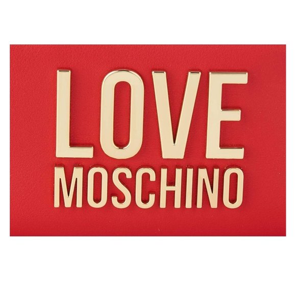 Love Moschino Womens Red Leather Gold Metal Logo Wallet Zip Closure NWT - Picture 9 of 9